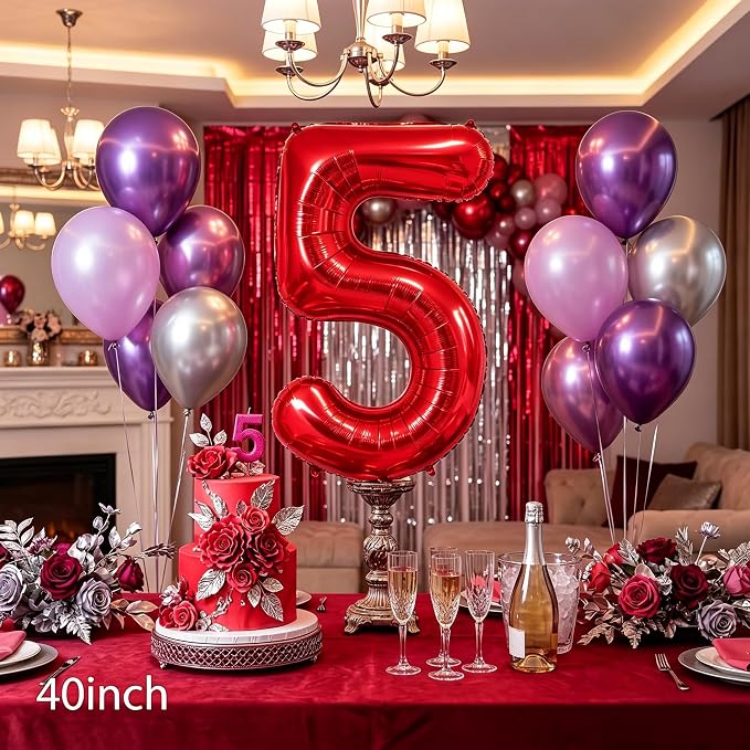 Number Balloons Red Party Balloon - Image 6