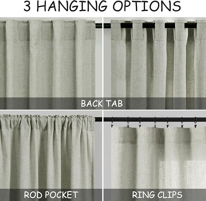 Sage Green Curtains 100 inches Long 2 panels - Image 3