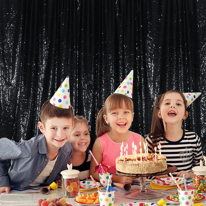 Juya Delight Black Sequin Backdrop, 10FTx10FT NO See-Through Photobooth - Image 2
