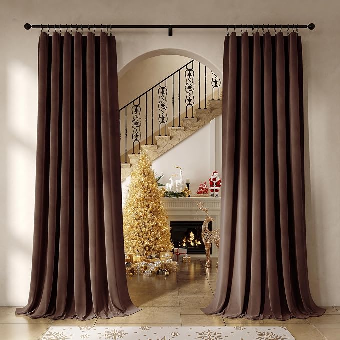 Beauoop Coffee Brown Velvet Curtain by Beauoop