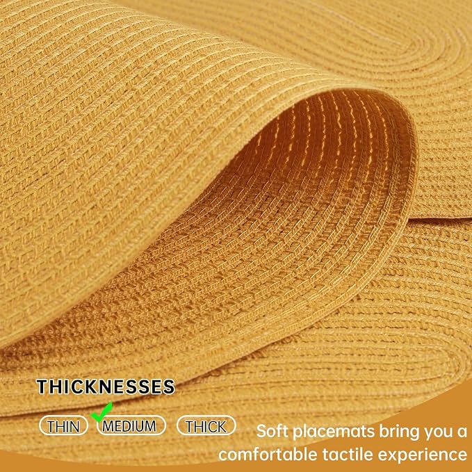 Placemats Set of 8, Woven Oval Braided Dining Table Mats | 12 x 17.5 Inch Size - Image 3