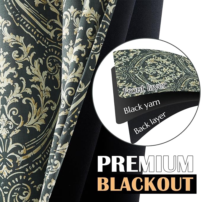 jinchan Blackout Curtains for Bedroom, Vintage Medallion Art Deco Drapes - Image 5