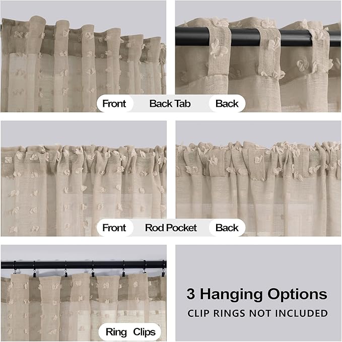 KOUFALL Warm Taupe Sheer Curtains 90 Inch Length - Image 3