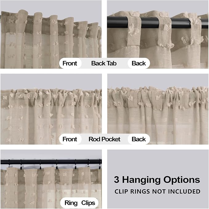 KOUFALL Tan Curtains 102 Inches Long - Image 3
