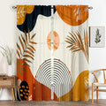 Boho Mid Century Abstract Leaves Curtains 52X84Inch Rainbow Living Room Curtain by GOLDLAWN