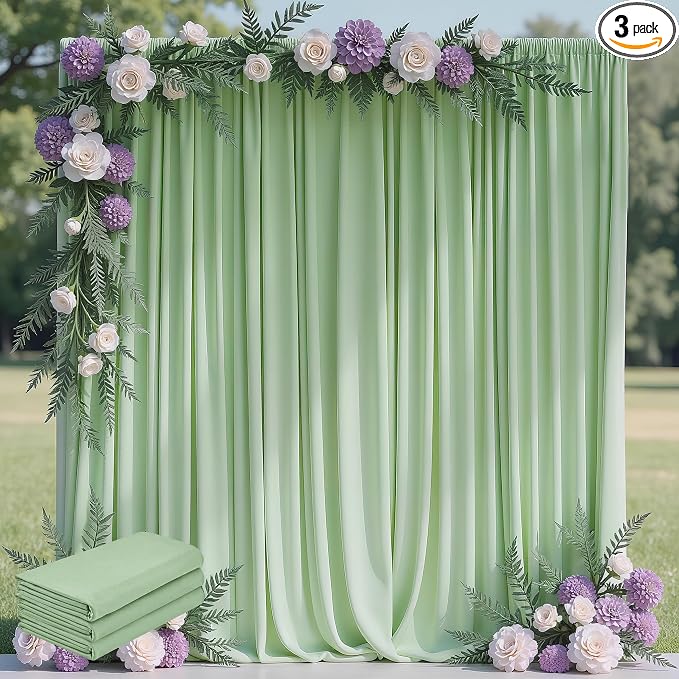 Sage Green Backdrop Curtain Drapes by Wokceer