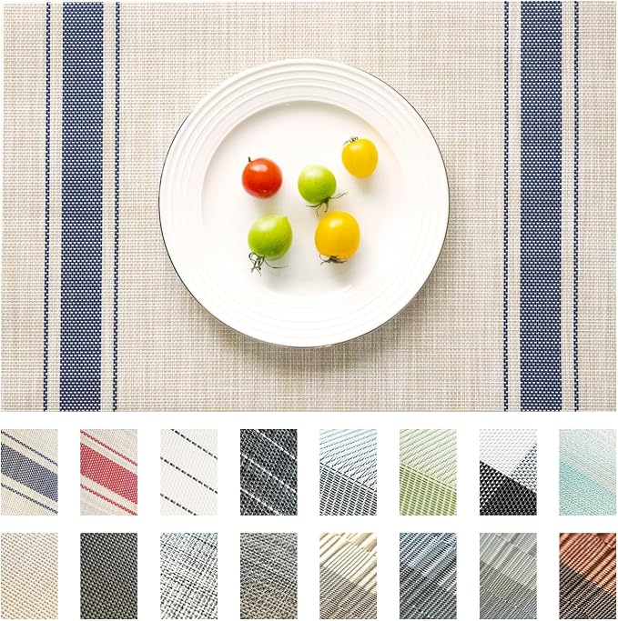 Placemats Set of 4 Vinyl/Plastic Woven Place Mats by Unknown