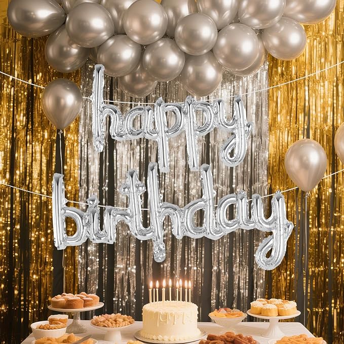 Happy Birthday Balloons Banner Foil Letters Balloons Connected, Personalized - Image 2