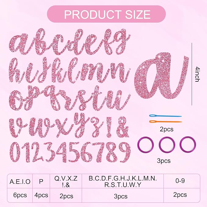 BEISHIDA Glitter Pink 116 PCS A-Z DIY Letter Banner Kit Make Your Own - Image 2