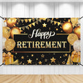 Katchon Happy Retirement Banner 72x44 Inch | Black & Gold, Wall Banner by KatchOn