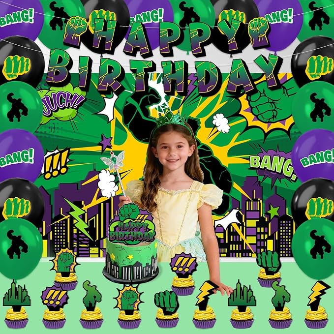 42Pack Green Hero Party decoration pack include Banner, Honeycomb Centerpieces - Image 4