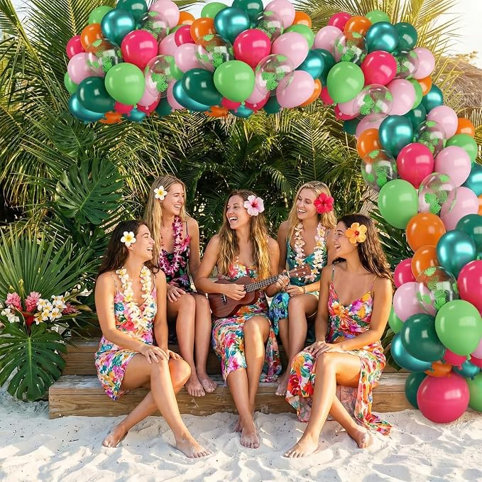 Rainbow Tropical Balloons for Summer Party Decorations | 12-inch pink - Image 5