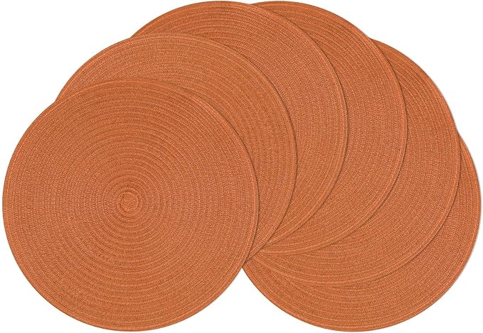 SHACOS Round Placemats Set of 6 Washable 15 inch Round Placemat Cotton by SHACOS