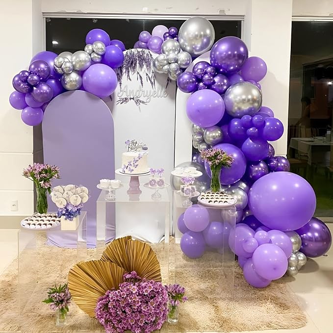 Voircoloria 105pcs Purple Party Latex Balloons, 12inch | - Image 4