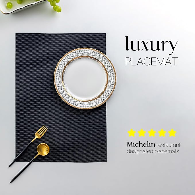 LEXMORE Placemats Set of 8 Vinyl/Plastic Woven Place Mats - Image 2