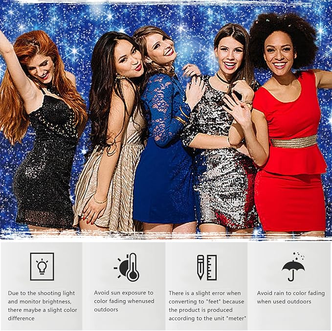 YongFoto Blue Glitter Backdrop 9x6ft Silver Light Spots Navy Blue Sequin Bokeh Photography Background Birthday Bridal Shower Wedding Photography Background Party Banner Decor Portraits Photoshoot
