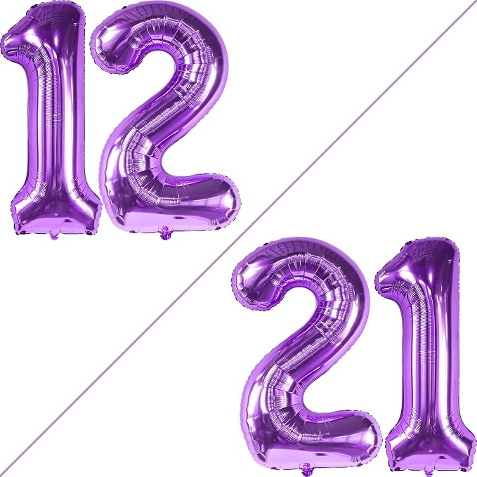 KatchOn Purple Number 12 Balloon 40 Inch, 12th Birthday Balloon Decor | 12th - Image 2