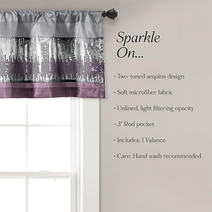 Lush Decor Night Sky Sequins Valance Curtain Single - Image 6
