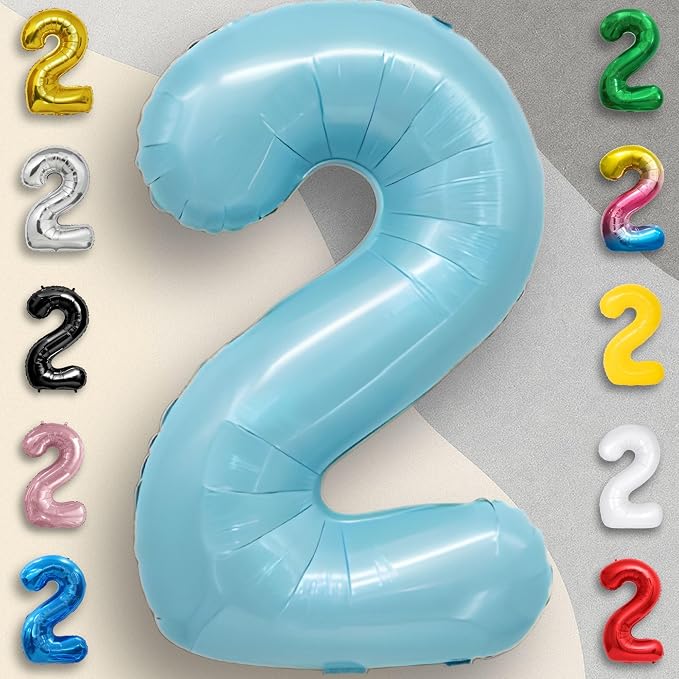 Candy Blue Number Balloon 2 Mylar Foil Balloons 32 inch - Image 2