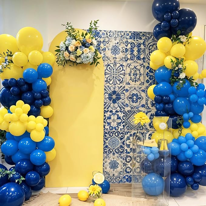 Yellow Blue Balloons, 12 Inches Blue Yellow Balloon Double Stuffed Metallic - Image 5