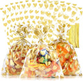 COQOFA 50 Pcs 9X12 IN Gold Heart Cello Cellophane Treat Bags by COQOFA