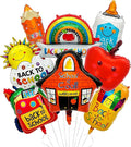 8PCS Back to School Balloons Set, Apple School Backpack Pencil Rainbow Crayon by FUDEFER