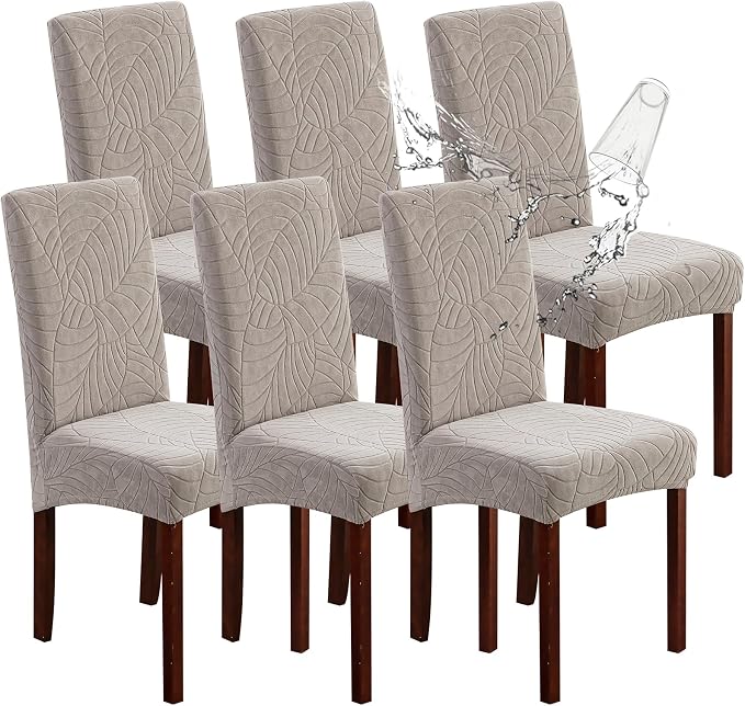 Waterproof Dining Chair Covers Set of 6 Parsons Chair Slipcovers | Double by Genina