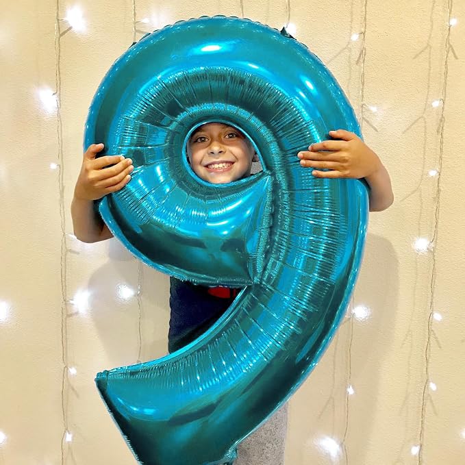 Number 9 Balloons 40 Inch for 9 19 Birthday Party Decorations, Light Blue | - Image 2