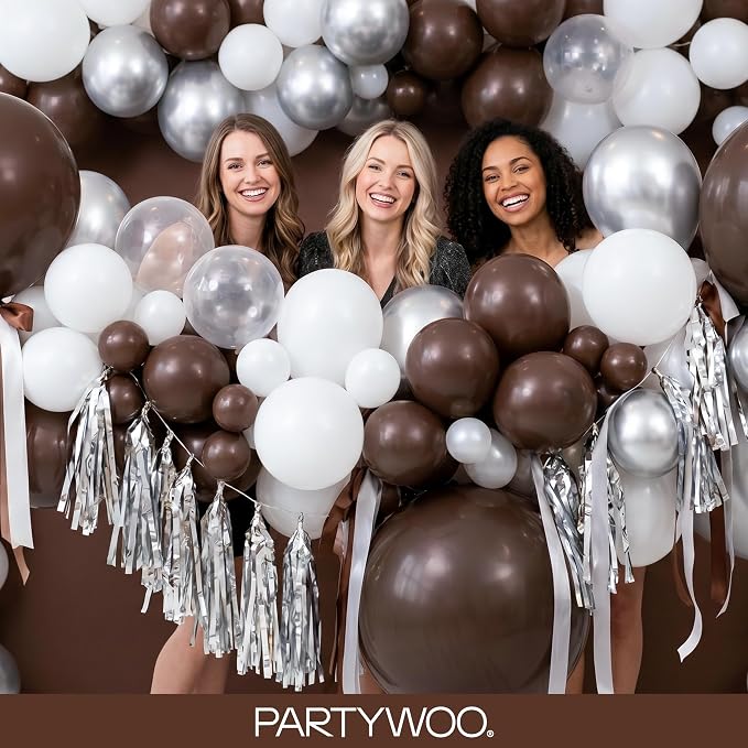 PartyWoo Dark Brown Balloons 155pcs Boho Coffee Neutral Color | 18 12 10 5 Inch - Image 5
