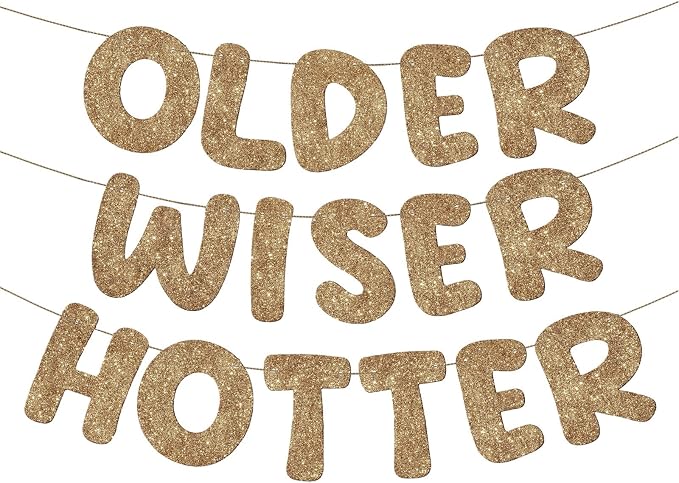 Fulmoon Set of 3 Pre Strung Older Wiser Hotter Glitter Banner Funny Birthday by Fulmoon