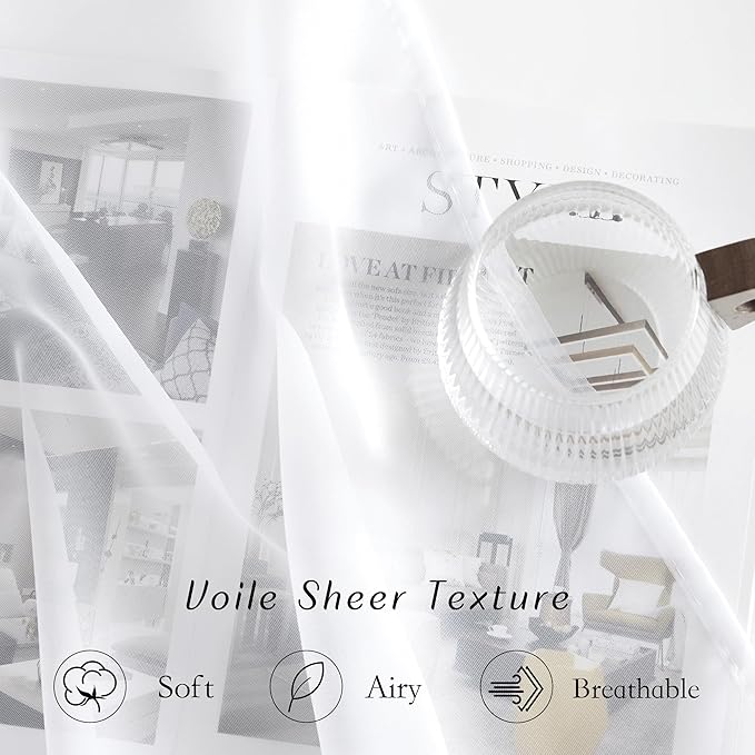 NICETOWN White Sheer 102 inch Curtains - Image 4