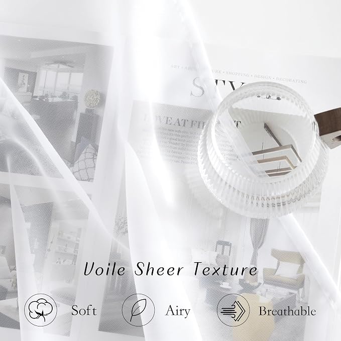 NICETOWN White Sheer Curtains for Living Room 90 inches Long - Image 4