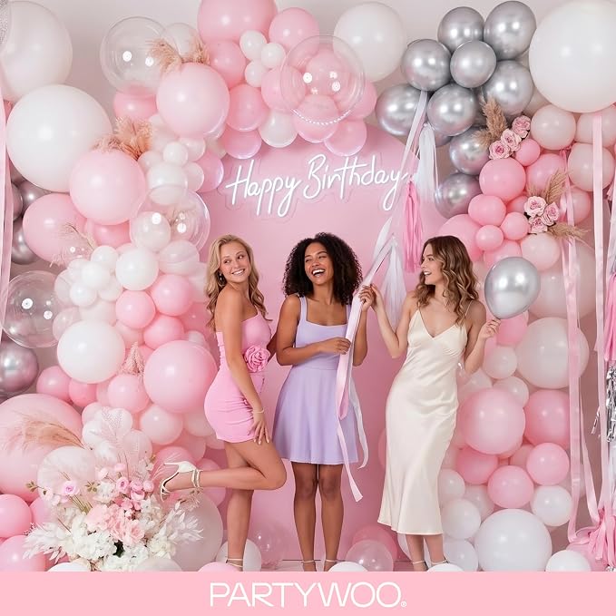 PartyWoo Baby Pink Balloons 140pcs Pastel Pale Pink Color 18 12 10 5 Inch | 18 - Image 5