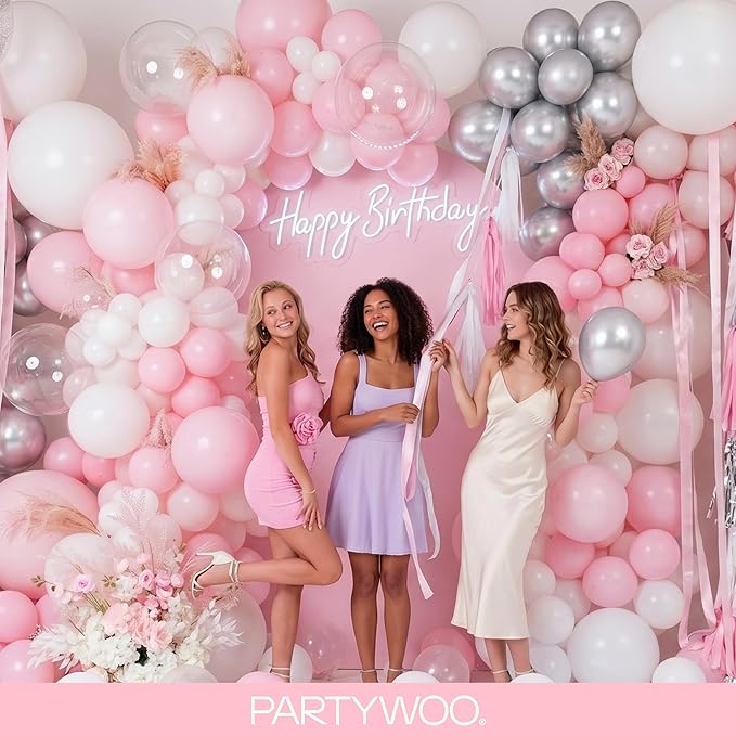 PartyWoo Baby Pink Balloons 127pcs Pastel Pale Light Pink Color | 36 18 12 10 5 - Image 5