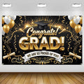Black Gold Graduation Banner Backdrop 2026 5.9x3.6ft Congrats Grad Banner by Retyshiaphoto
