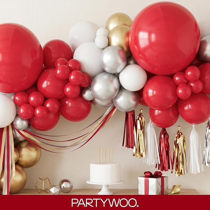 PartyWoo Burgundy Balloons 127pcs Dark Red Maroon Ruby Red Color | 36 18 12 10 - Image 8