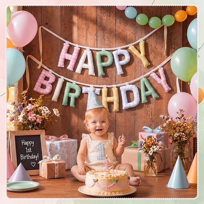 Pre-strung Happy Birthday Banner Sign Reusable Felt Happy Birthday Garland - Image 4