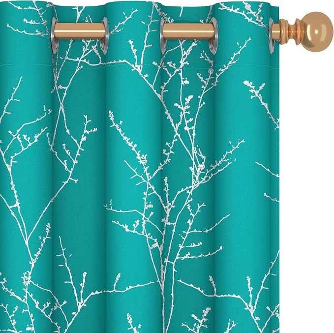 Deconovo Blackout Curtains, Turquoise Thermal Insulated Grommet Drapes by Unknown