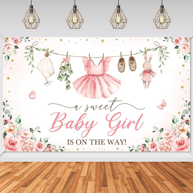 Mocsicka Baby Shower Backdrop Banner Cute Clothes Baby Shower Background a by Mocsicka