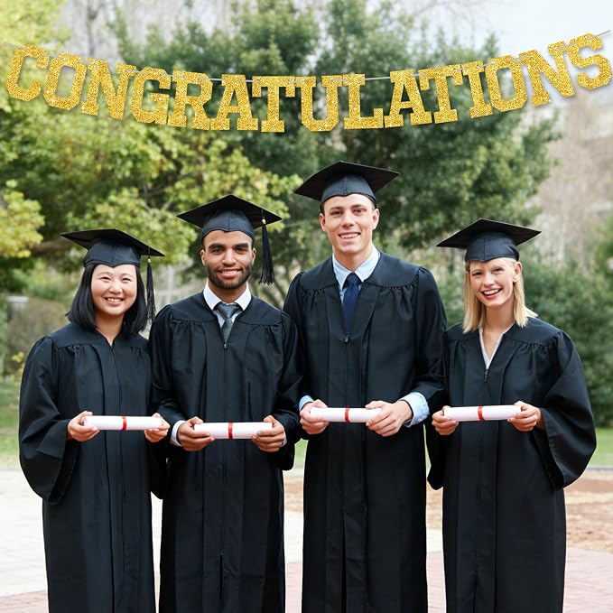 BEISHIDA Glitter CONGRATULATIONS Banner Gold 2026 Graduation Party Decorations - Image 5