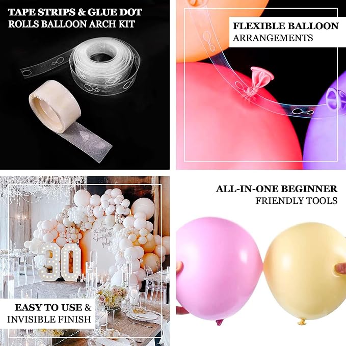 Efavormart Balloon Arch Kit – Clear Balloon Tape Strips & Glue Dot Rolls - Image 3