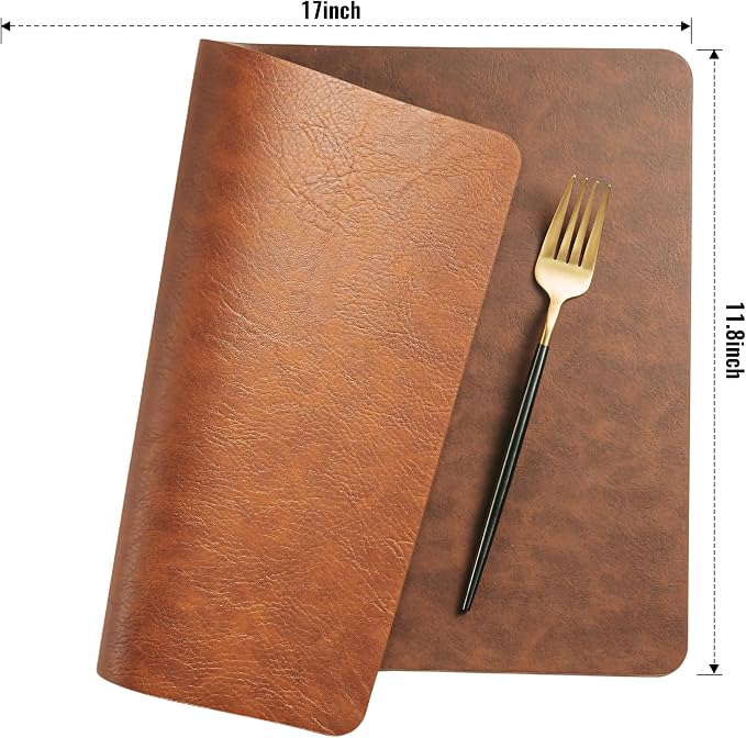 Placemats Set of 6, DOLOPL Reversible Dual-Color Faux Leather Place Mats - Image 8