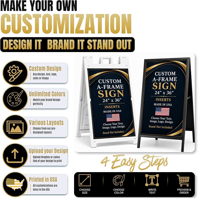 Custom Sandwich Board Signs Outdoor Waterproof A-Frame Signs Printed in USA | - Image 7