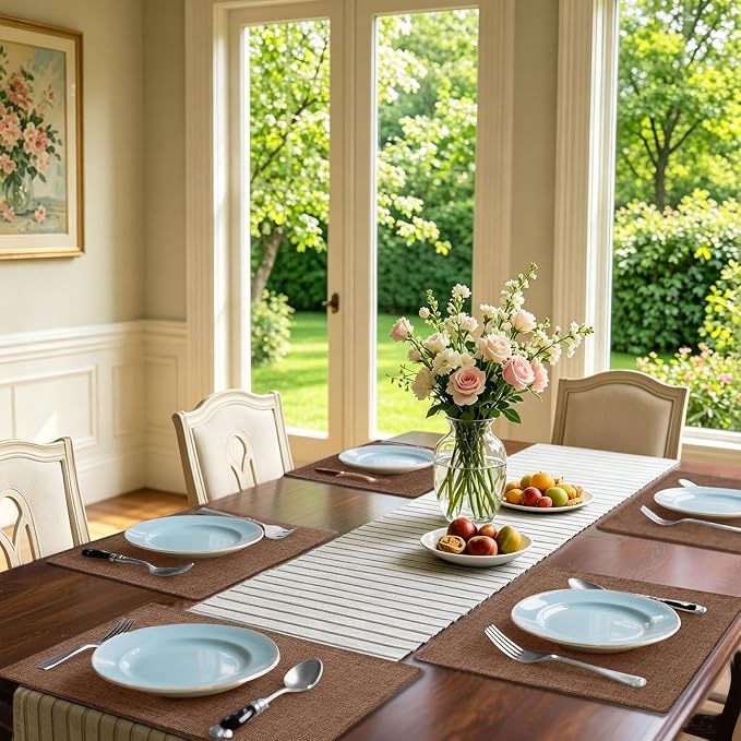 Homaxy Cloths Placemats for Dining Table Set of 4, Cotton Linen Blend Table Mats - Image 2