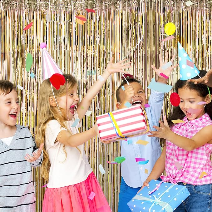 5 Pack Champagne Gold Foil Curtain Backdrop 3.2ft x 9.8ft Metallic Tinsel Foil - Image 5