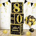 Eiurteao 3pcs Black Gold 80th Birthday Decorations Boxes by Eiurteao