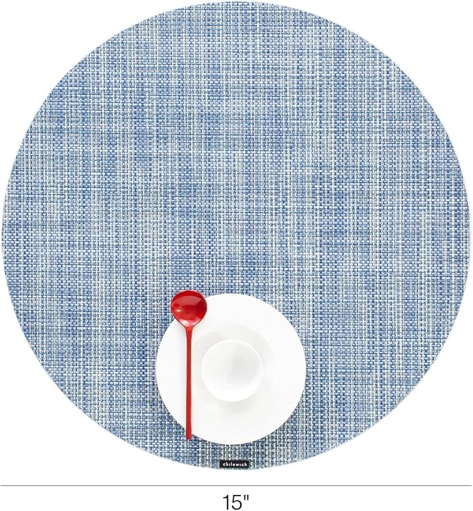 Chilewich Mini Basketweave Placemats, Round Woven Placemats Set of 4 | Reusable - Image 2