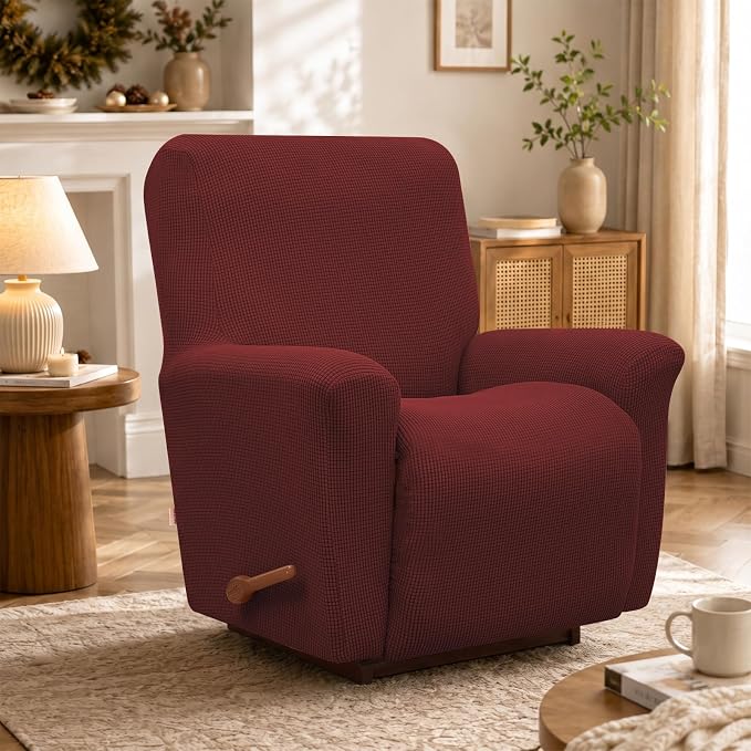 Recliner Chair Covers, 1-Piece Lazy Boy Recliner Covers, Dark Red | Washable - Image 6