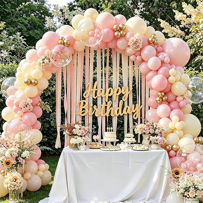 Pastel Pink and Yellow Balloon Arch Kit - Image 3