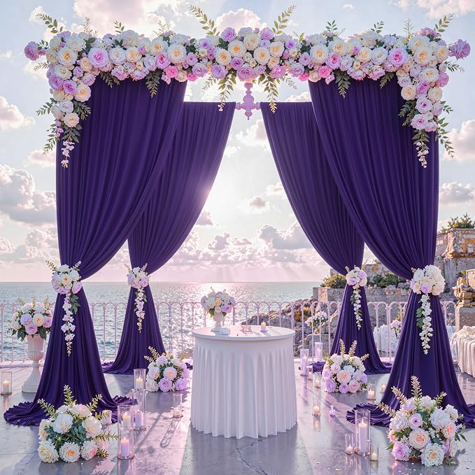 40 ft x 10 ft Wrinkle Free Purple Backdrop Curtain - Image 2